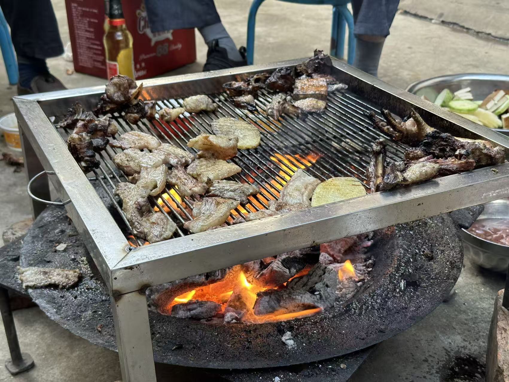 Barbecue over a charcoal fire